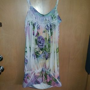 Purple Rose Graphic Print Strap Dress SZ XL WOMENS